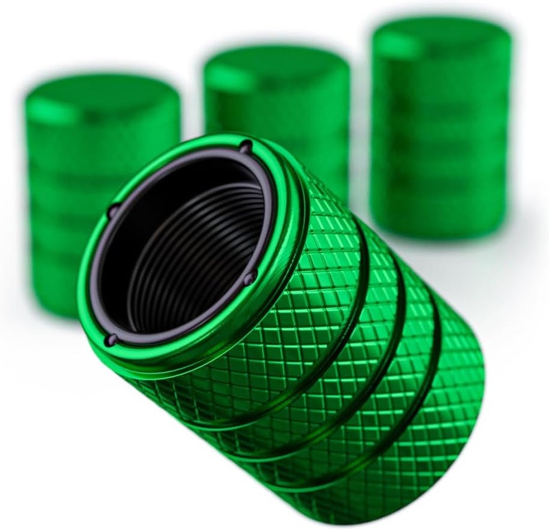 PC Autoworks Aluminum Tire Valve Stem Caps – Anti-Rust, Premium Anodized Aluminum, Corrosion-Resistant, Easy Install, Universal Fit for Car, Truck, Bike, SUV – 1 Pack/Set of 4 (Lime Green) - Image 1
